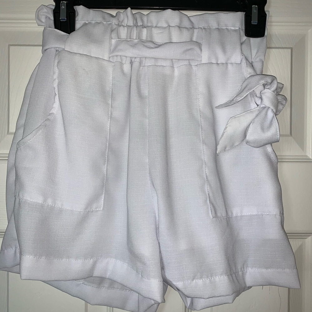 High Waisted White Shorts